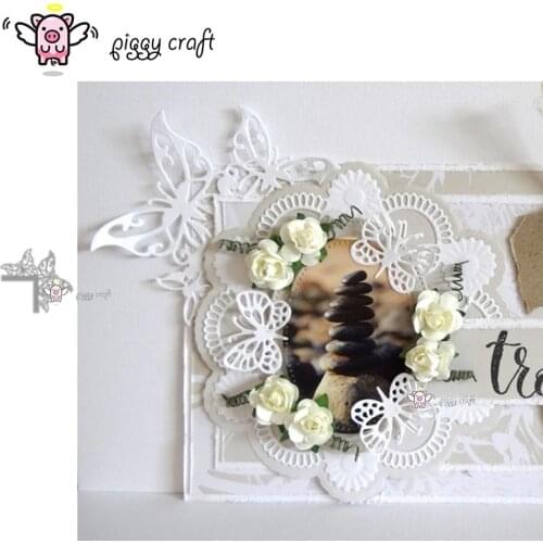 Piggy Craft metal cutting dies cut die mold Butterfly corner frame Scrapbook paper craft knife mould blade punch stencils dies
