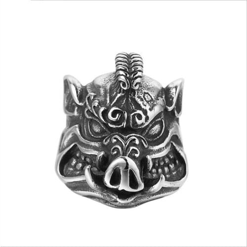 Viking wild boar head ring fashion accessories stainless steel animal wild boar head personality men and women ring Viking jewel