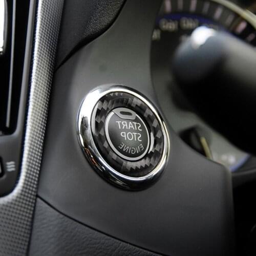 Car Start Stop Engine Switch Sticker Waterproof Dust-proof Carbon Fiber Sticker Self-adhesive Start Stop Engine Button Cover for