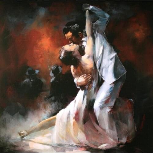 Canvas wall art Modern oil paintings Argentina tango in smoky bar Willem Haenraets Canvas 100% handmade High quality Home decor