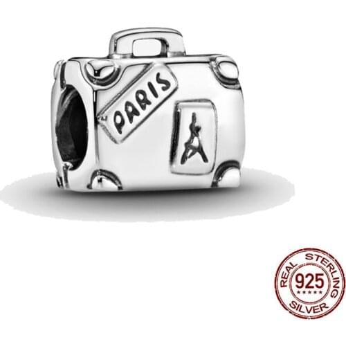 New 925 Sterling Silver Bead Adventure Suitcase Charm DIY fine beads Fit Original Pandora Charms Bracelet Jewelry 2021