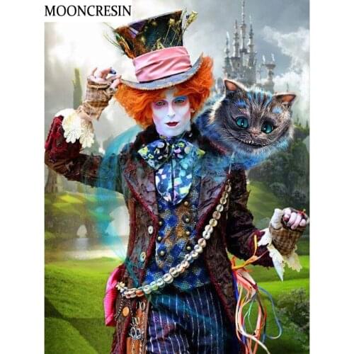 Full Square Diamond Painting Clown and Cat Needlework Cross Stitch 5D Diy Diamond Embroidery Crystal Mosaic Stickers Home Decor