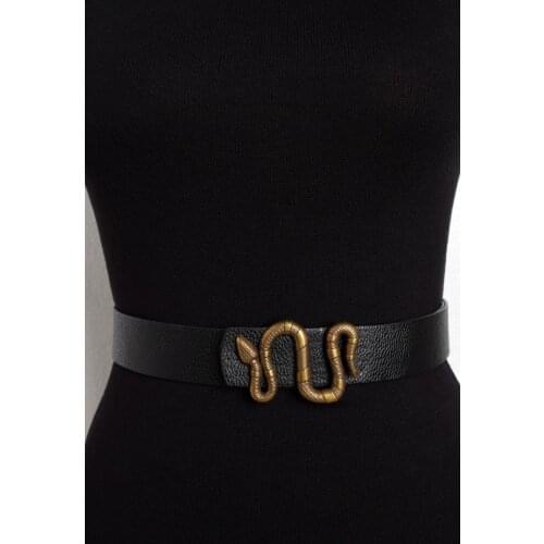 Women Black Snake Buckle Belt BE208