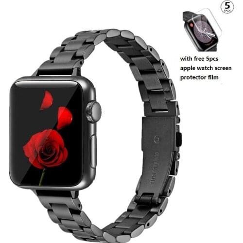 Slim Watchbands For Apple Watch 6 Band SE Strap 44mm 40mm Stainless Steel Bracelet For iWatch 5 4 Applewatch 3 42mm 38mm Bands