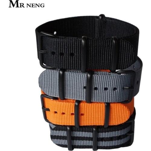 Nato Solid Black Buckle Stripe Orange ZULU 20mm 22mm 24mm Watchbands Men Women Watches Strap Wristwatch Band PVD Buckle Belts