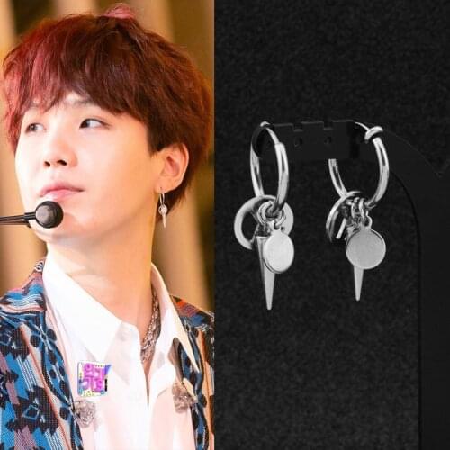 Punk Earrings Korean Men Boys Guy Stainless Steel Peace Cone Pendant Unisex Stud Earring Women Rock Hip Hop Grunge Punk Ear Clip