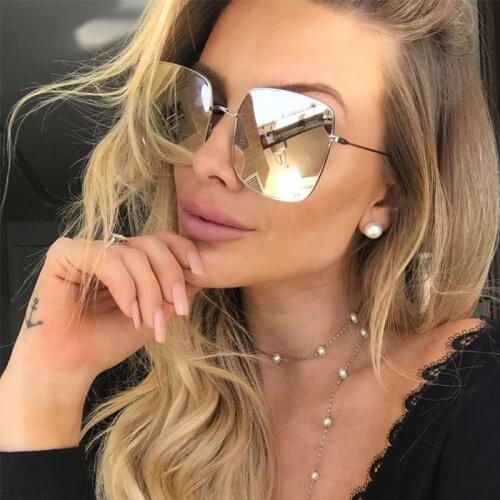 2020 womens trend Polarized Square sunglasses Luxury brand Oversized Metal frame Vintage mirror Sunglasses Female UV400
