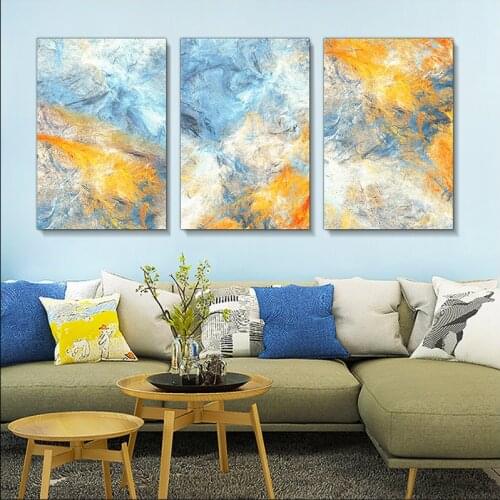 Modern Abstract Poster, Simple Dream, Blue and Yellow Color, Abstract Art Canvas Painting, Print Mural Family Club Gifts 50X70cm
