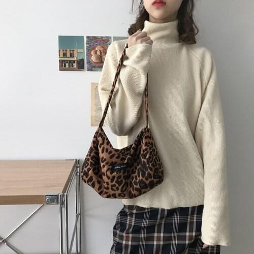 Youda New Winter Leopard Underarm Bag Retro Ins Fashion Shoulder Bags Female Luxury Hobo Handbag Street Plush Cylinder Pack