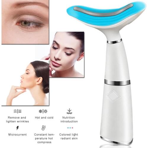 LED Photon Therapy Neck Massager Skin Tighten Face Lifting Tool Reduce Double Chin Anti-Wrinkle Remove Care Vibration Device