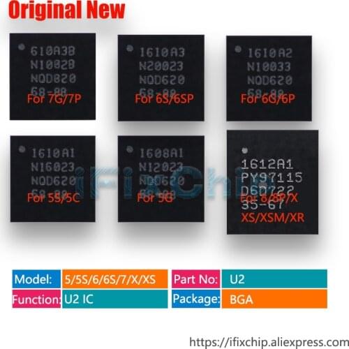 U2 USB tristar ic 1608A1 1610A1 1610A2 1610A3 610A3B 1612A1 IC for iPhone 5/5S/6/6P/7/7P/8/8P/X/XS/XSMAX/XR/11 pro max U2 USB IC