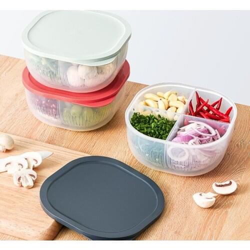 Storage Box Detachable Fresh Keeping For Kitchen Drain Design Divided Box Fruit Vegetable Green Onion Ginger Garlic TS1