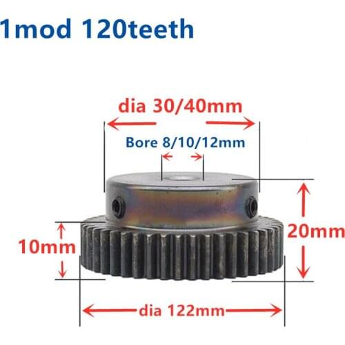 1mod 120teeth gear Mod 1 CNC Spur Gear pinion 120tooth Bore 8-12mm Right Teeth positive gear steel gear rack transmission RC