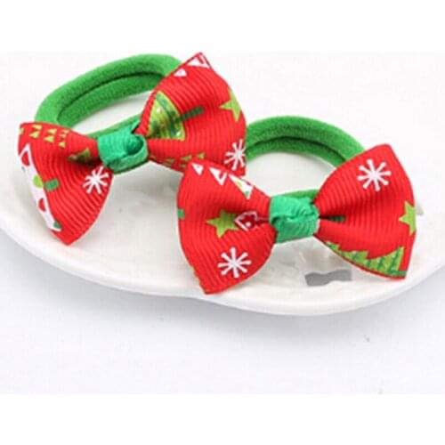 1pc Fashion Girls Lovely Hair Accessories Popular Christmas Hair Rope Tree Santa Bell Snowman Kids Elastic Hair Bands