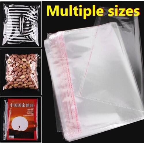 100pcs Transparent Poly OPP Self Adhesive Sealing Resealable Plastic Cellophane Bags Candy Packaging Jewelry Wedding Party Gift