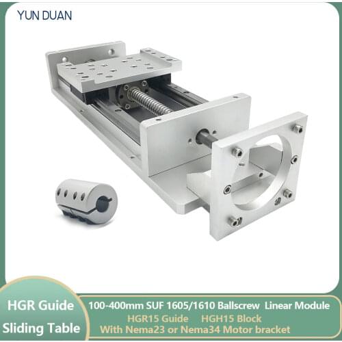 12" 300MM Stroke XYZ Axis Cross Electric Sliding Table Slide Linear Stage SFU1605 Ballscrew HG15 guide platform CNC Drilling