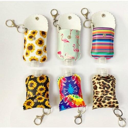 30ml Travel Bottle And Keychain Holder Refillable Empty Bottles For Hand Sanitizer Organizer Leather Keychain Holder Carriers