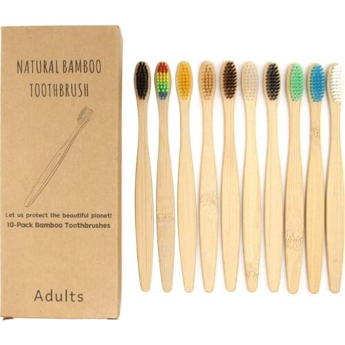 5/10-Pack Toothbrushes Suits Adults and kids Soft Bristles Bamboo Toothbrush eco friendly tooth brush nylon Bamboo Toothbrush