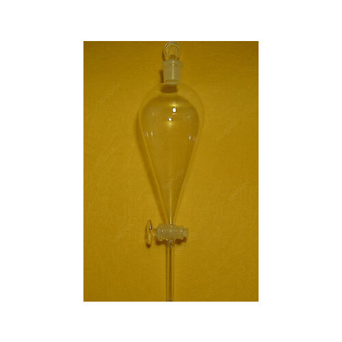500ml,24/29,Pyriform Separatory Funnel,Straight Drop Tube,Glass Stopcock Stopper