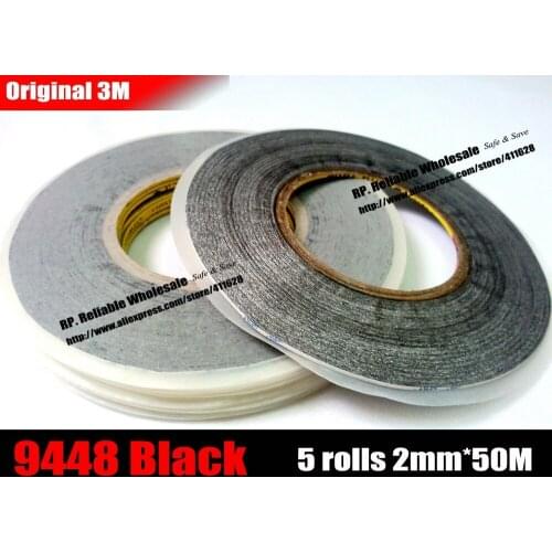 5x (2mm*50M) Double Sided Adhesive Black Sticker for Phone Tablet LCD LED Touch Screen Display Replace, Origianl 3M 9448AB