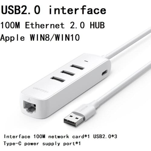 Ugreen USB to Ethernet Adapter with USB 2.0 HUB 3 Ports RJ45 Network Card Lan Adapter for Macbook