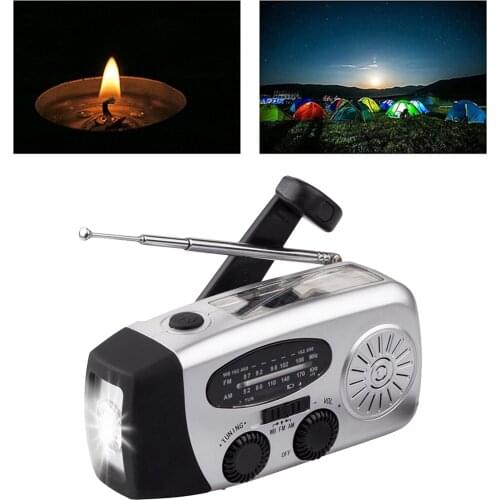 Emergency Solar Hand Crank Portable Radio AM/FM/NOAA Weather Alert Radio with LED Flashlight, Reading Lamp 600mAh Power Bank