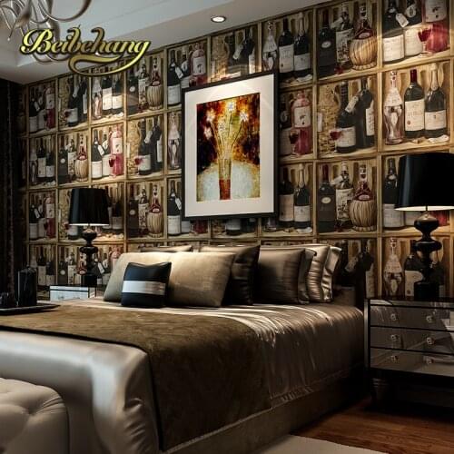 Beibehang Paved Puna American retro wall paper wine bottle wine cellar personalized study ways backdrop wallpaper bedroom