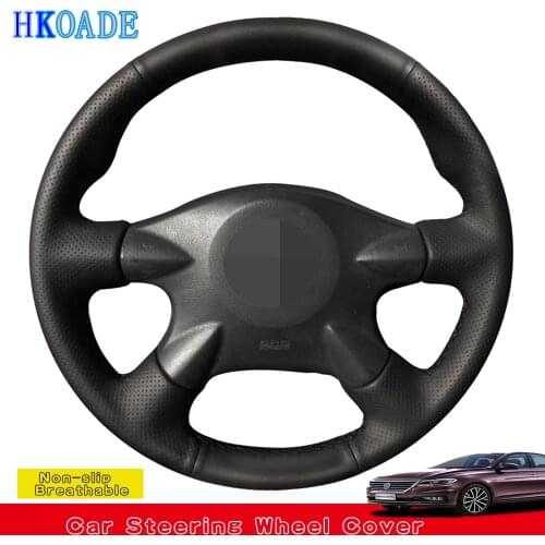 Steering Wheel Cover For Nissan Almera (N16) X-Trail (T30) Primera (P12)Terrano 2 Pathfinder Paladin Black Artificial Leather