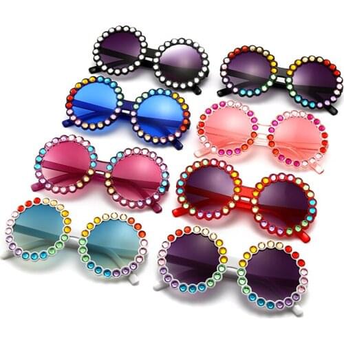 8 Colors Fashion Kids Girls Boys Sun Glasses Bling Rhinestone Infant Beach Sunglasses Children Eyewear