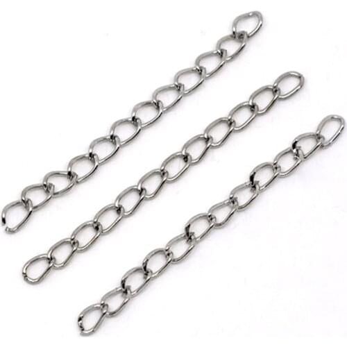 Doreen Box Lovely 100PCs Silver Color Extension Chains/Tail Extender Chain Jewelry 50mmx3mm (B07194)