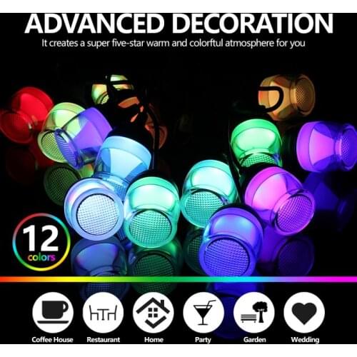 14LED String Light 43FT Flexible RGB Bulb Fairy Lights Strips With Remote For Bedroom Party Wedding Outdoor Garden Decoration