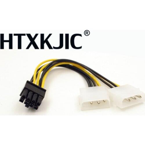 10pcs 6 inch 2 x Molex 4 pin to 8-Pin PCI Express Video Card Pci-e ATX PSU Power Converter Cable - Molex to Pcie 8 pin Adapter