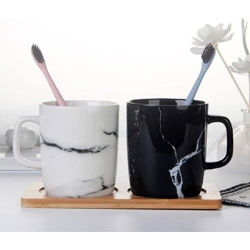 Ceramic mouthwash cup Creative marble rinse cup Lovers toothbrush cup bathroom rinse