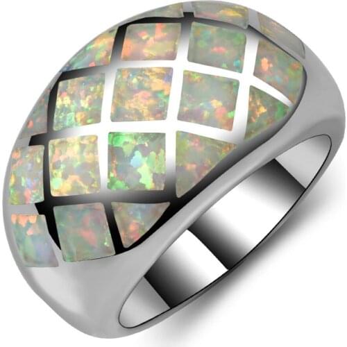 Hot Sale Exquisite White Fire Opal 925 Sterling Silver High Quantity Engagement Wedding Ring Size 5 6 7 8 9 10 11 A180