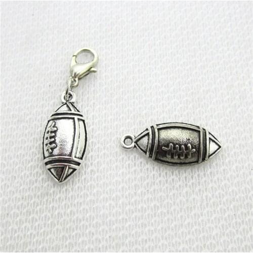 Hot Selling 20pcs American Football Dangle Charms Lobster Clasp Charms DIY Bracelet&Bangles Jewelry Accessory Hanging Charms