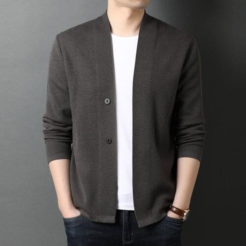 2020 Autumn New Mens Brand Casual Cardigan Sweater Fashion Korean Version Thin Long Sleeve Coat Male Clothes