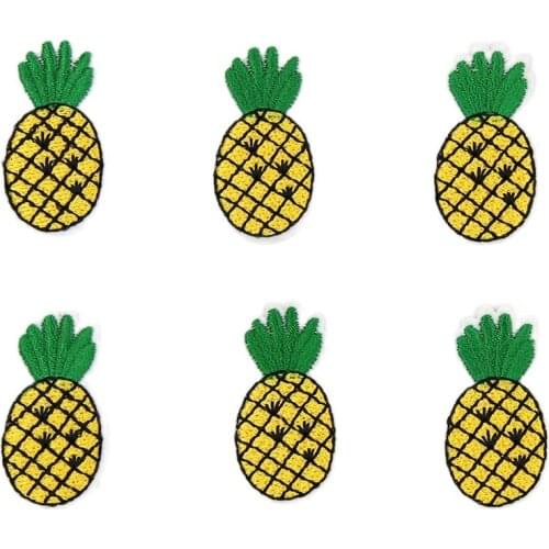 10pcs/lot Embroidered Pineapple Stickers Iron On Coat Pacthes Cartoon Fruits Backpack Jeans Apparel Appliques Diy Badge Supplier