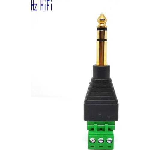 New Gold Plating 6.3mm STEREO Plug To Screw Terminal For Microphone