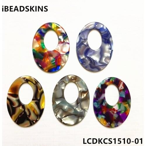 New arrival! 40x30mm 50pcs/lot bright acetic acid imitate marble texture oval-shape charms for earring/Jewelry DIY(As shown)