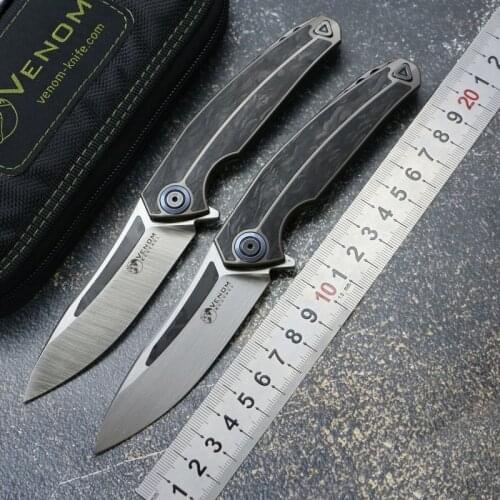 VENOM Kestrel New Folding Pocket Knife M390 Blade Titanium Carbon Fiber Handle Outdoor Camping Hunting Pocket Kitchen EDC Tools