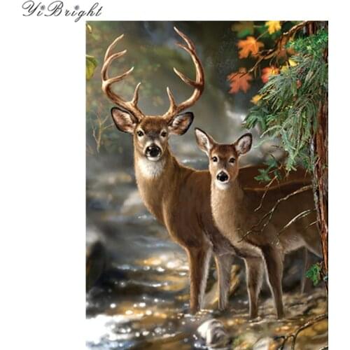 Full Picture of drill 5D diamond painting DIY diamond embroidery forest two deer Cross Stitch Rhinestone mosaic decoration YQ
