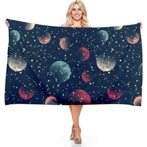 3D Space Planet Sports Printed Rectangular Bath Towel Quick Drying Soft Microfiber Beach Towel High Quality For Swimming Shower