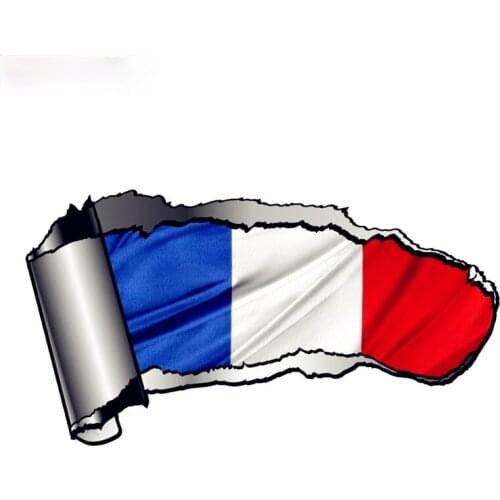 Ripped Open Gash Torn Metal Design with France French National Flag External Vinyl Car Sticker 20cm*11cm