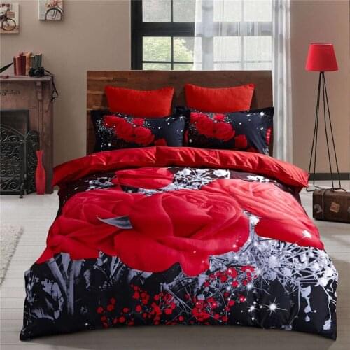 Romantic Red Rose Floral Duvet Cover Set Quilt Covers Bedclothes Bedspread Twin Queen King Size Bedding Set Bed Linens Polyester