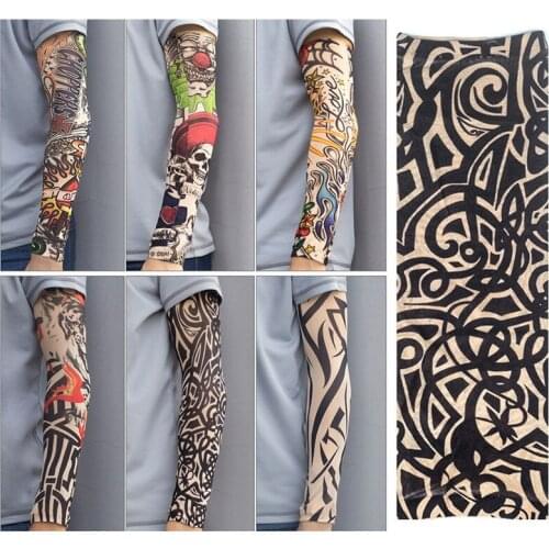 Colorful 3D Nylon Tattoo Printed Outdoor Cycling Sleeves Arm Warmer UV Protection Arm Protection Ridding Arm Sleeves