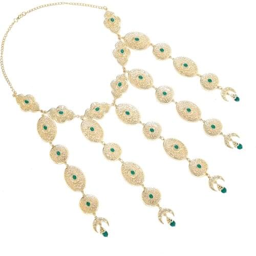 2021 June Moroccan Algeria Caftan wedding necklace for women traditional alloy necklace high quality jewelry set