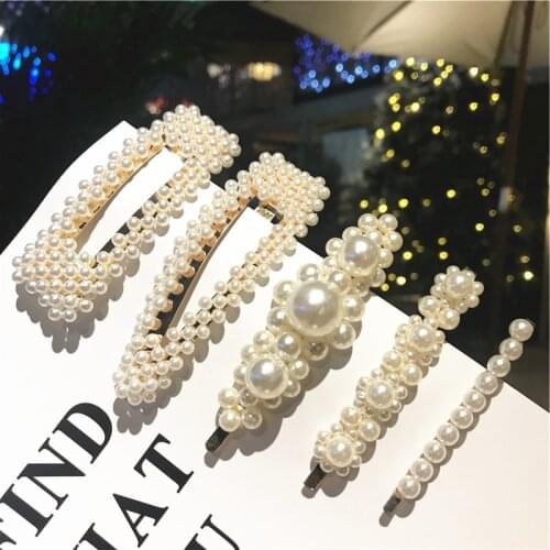 Full pearls Hair Clips for Women Fashion Sweet Imitation Korean Style Hairpins Alloy BB Hairgrip Girls Hair Accessories