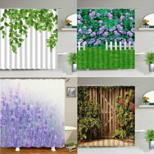 Flowers and green leaves idyllic scenery curtain for bathroom Bathroom curtain Bath curtain curtain Curtains for kitchen curtain