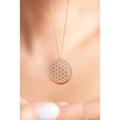 Womens Flower of Life Model 925 Sterling Silver Necklace