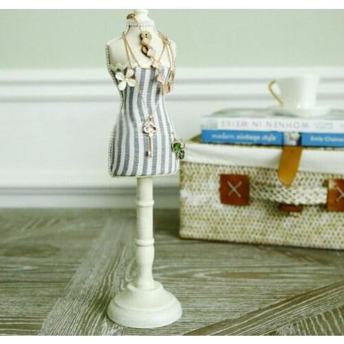 Rural cotton fabric blue model Jewelry Stand mannequin body Necklace Display Holder Ring storage jewelry rack 1pc D188